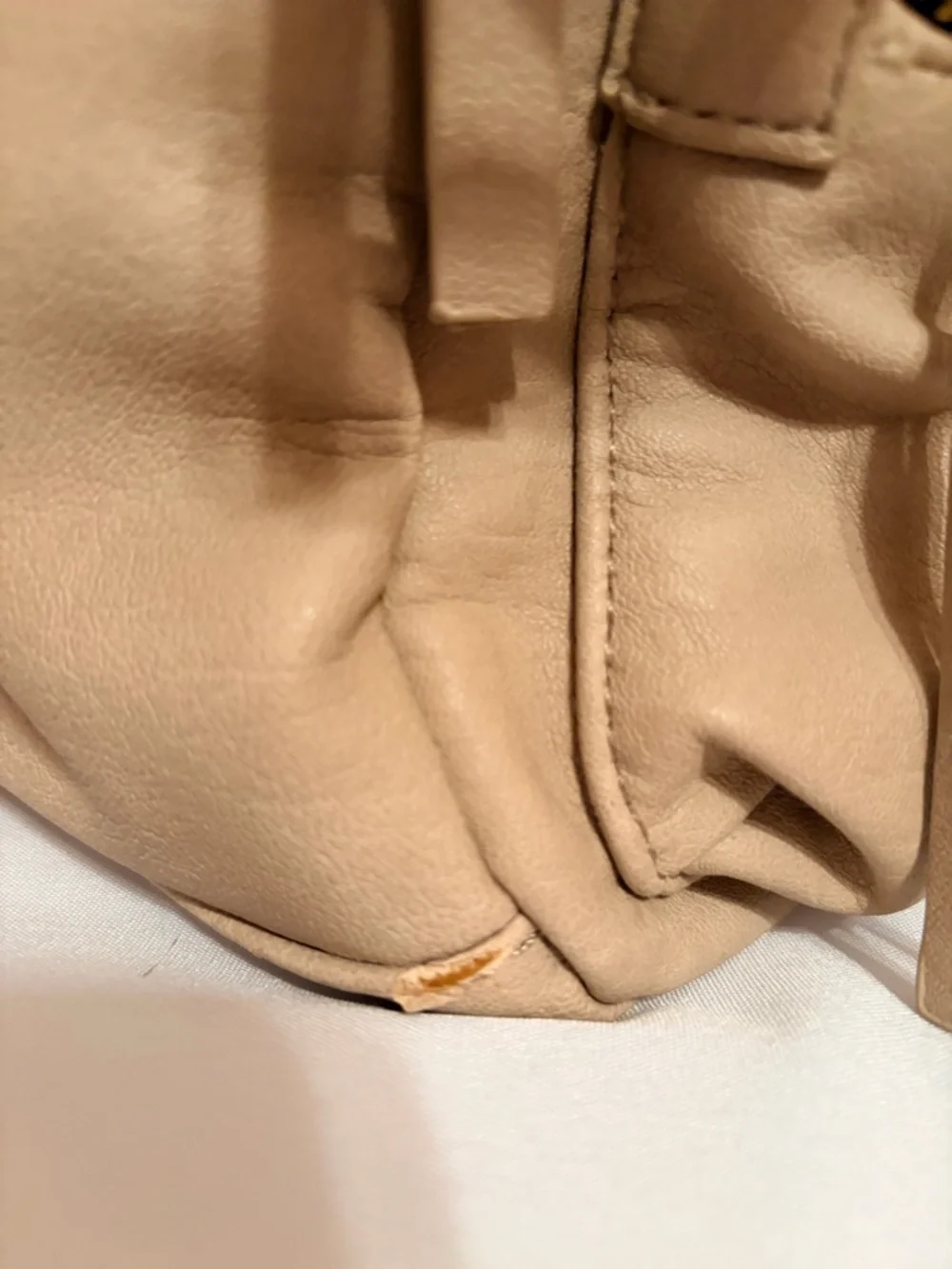 Beige Leather Backpack Purse - Women's Everyday Bag